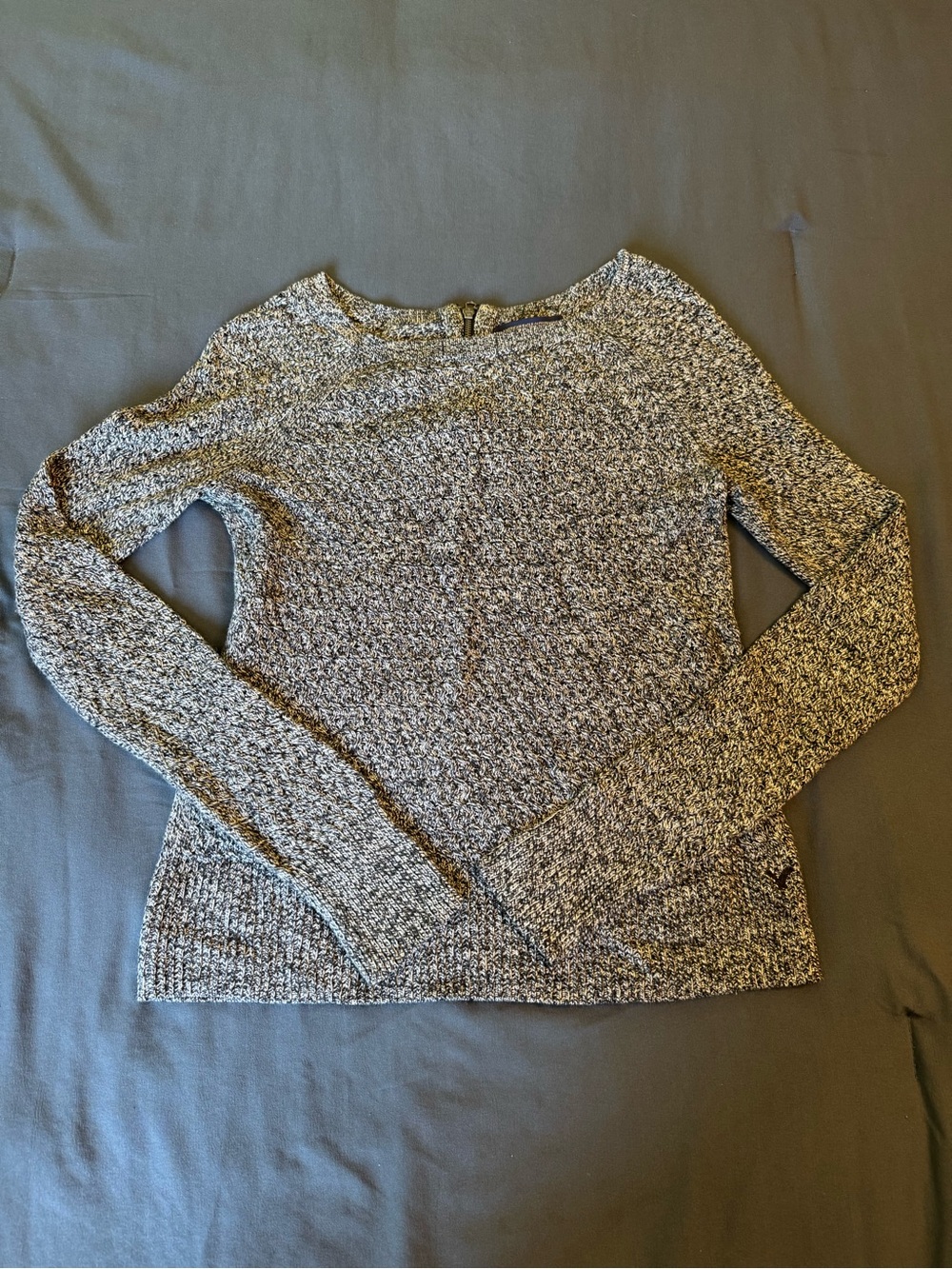 American Eagle Outfitters Marled Zip-Neck Sweater - Gray/Black